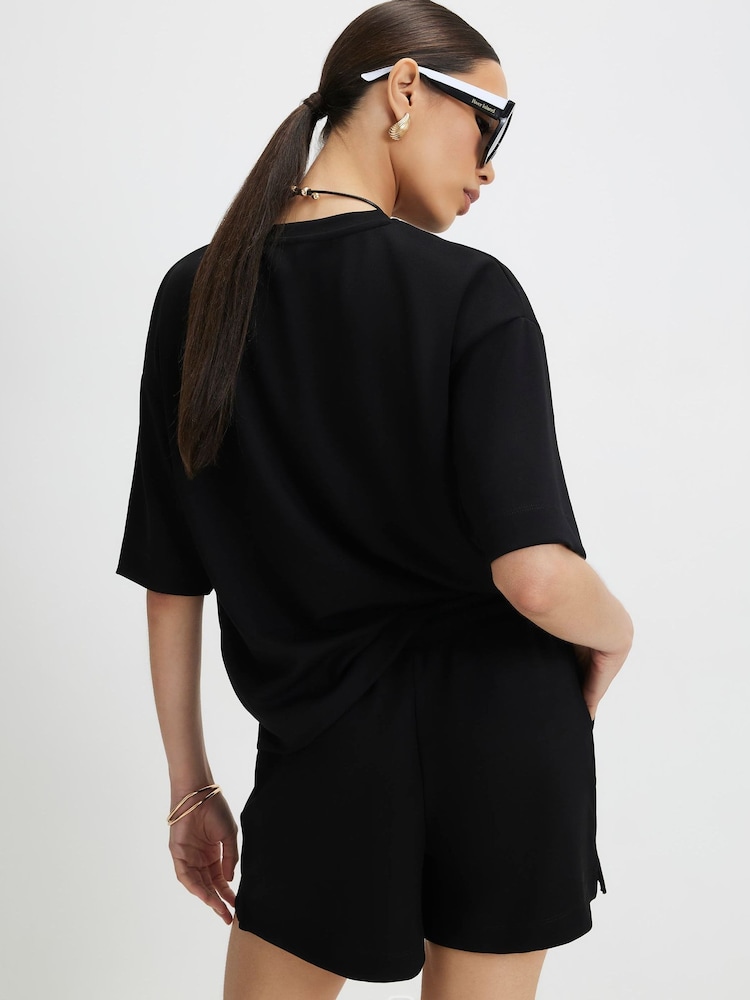 River Island Black Premium Drawstring Shorts - Image 4 of 4 River Island Black Premium Drawstring Shorts - Image 4 of 4