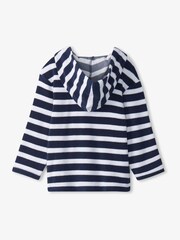 Hatley Blue Deep Sea Stripes Terry Towelling Pull Over Hoodie - Image 2 of 6