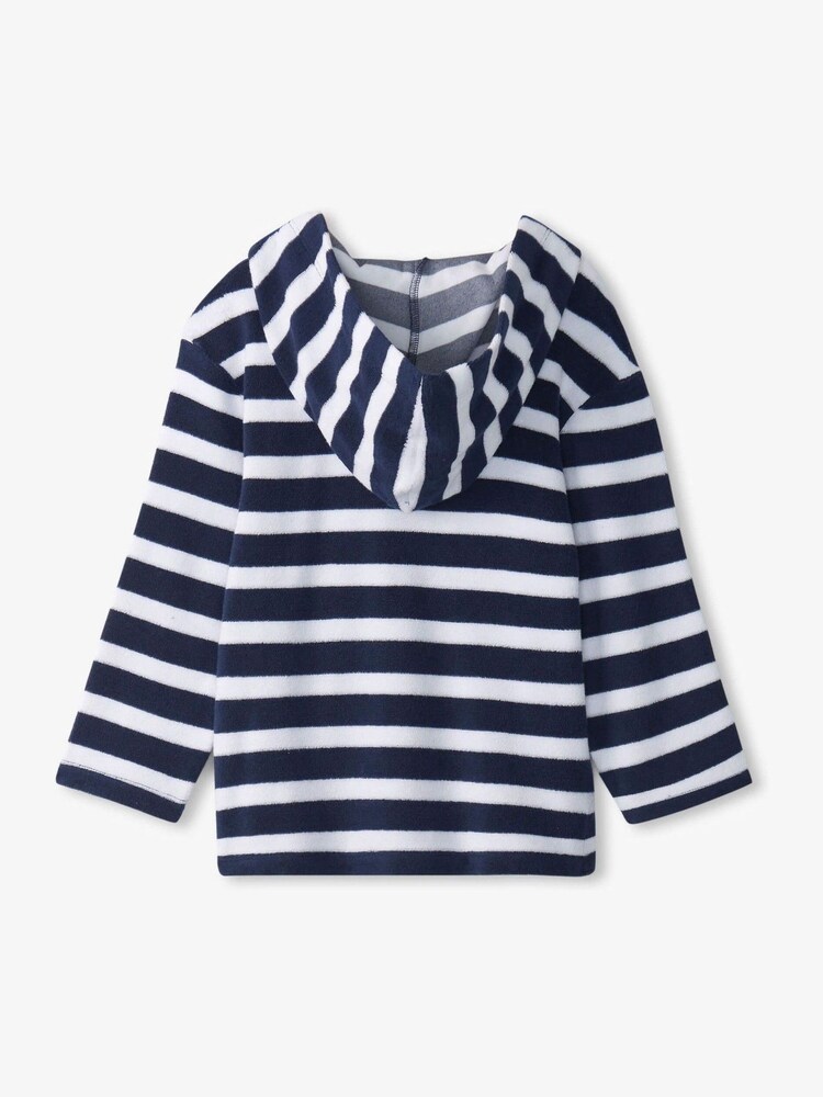 Hatley Blue Deep Sea Stripes Terry Towelling Pull Over Hoodie - Image 2 of 6