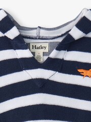 Hatley Blue Deep Sea Stripes Terry Towelling Pull Over Hoodie - Image 3 of 6