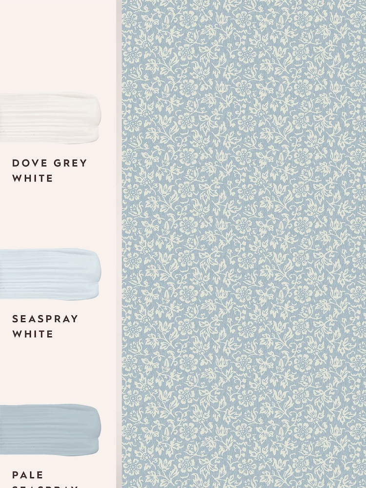 Laura Ashley Pale Seaspray Blue Sweet Alyssum 10M Wallpaper - Image 4 of 4