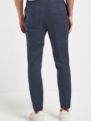 Navy Blue Slim Signature Nova Fides Italian Linen Suit Trousers - Image 2 of 6