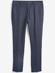 Navy Blue Slim Signature Nova Fides Italian Linen Suit Trousers - Image 4 of 6
