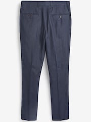 Navy Blue Slim Signature Nova Fides Italian Linen Suit Trousers - Image 5 of 6