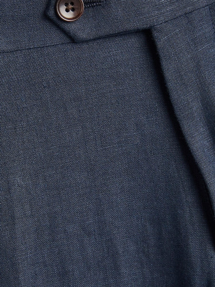 Navy Blue Slim Signature Nova Fides Italian Linen Suit Trousers - Image 6 of 6