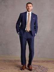 Bright Blue Regular Fit Signature Tollegno Italian Fabric Suit Trousers - Image 3 of 9