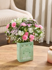 Pale Pink Pastel Posy Bouquet in Book Vase - Image 1 of 4