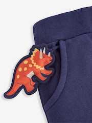 JoJo Maman Bébé Navy Blue Dino Appliqué Jersey Sweatshirt & Leggings Set - Image 5 of 5