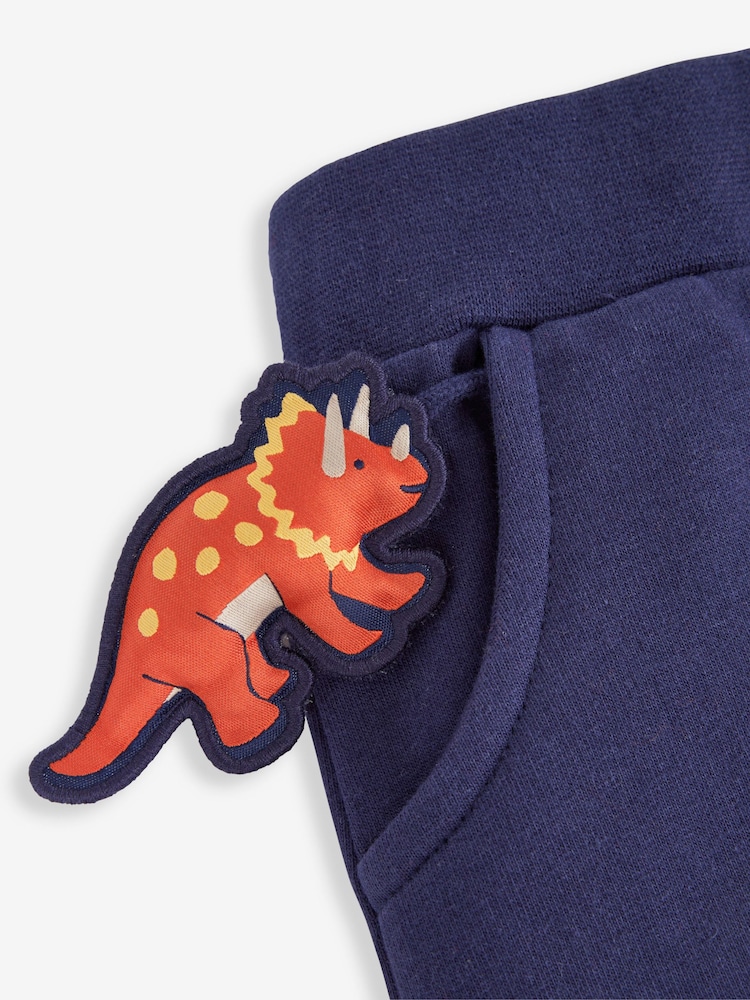 JoJo Maman Bébé Navy Blue Dino Appliqué Jersey Sweatshirt & Leggings Set - Image 5 of 5
