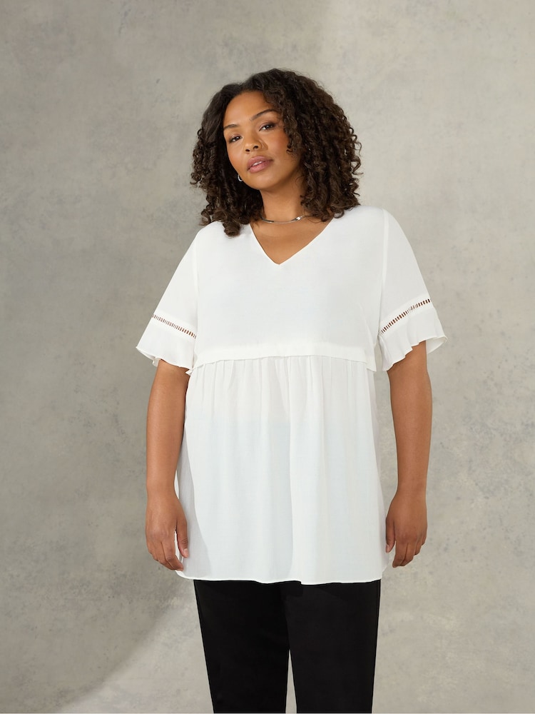 Live Unlimited Short Sleeve Ladder Trim White Top - Image 1 of 4