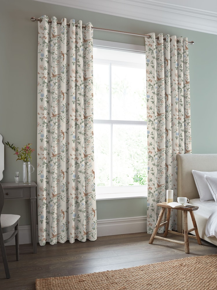Laura Ashley Sage Apricot Summer Palace Made to Measure Curtains - Image 1 of 9