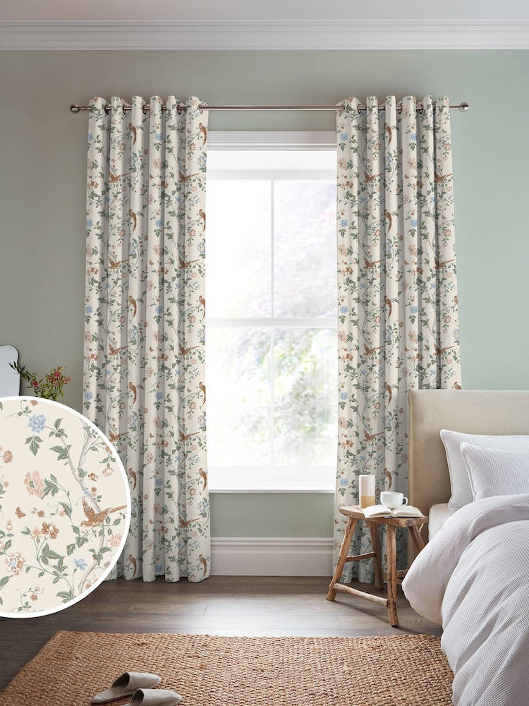 Laura Ashley Sage Apricot Summer Palace Made to Measure Curtains - Image 2 of 9