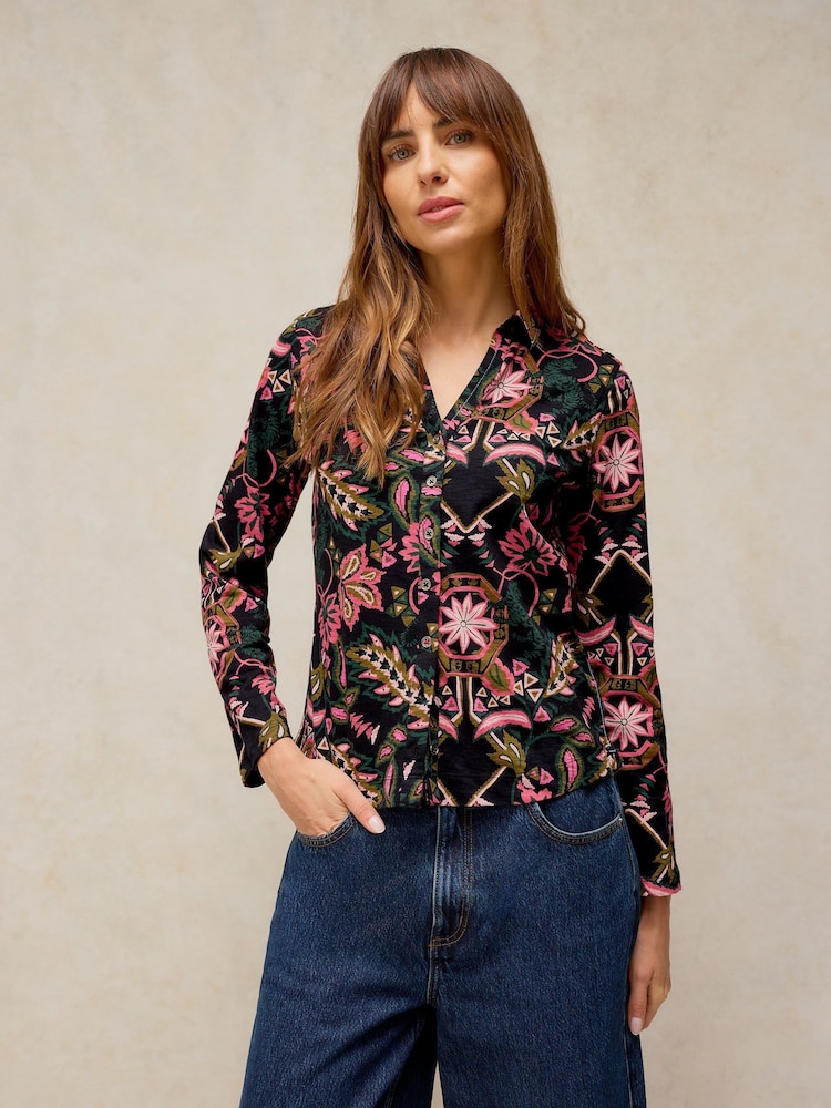 White Stuff Black Annie Jersey Shirt - Image 1 of 6