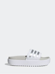 adidas White Adilette Sanals - Image 1 of 9