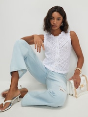 River Island White Sleeveless Knit Scallop Vest - Image 1 of 4