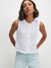 River Island White Sleeveless Knit Scallop Vest - Image 3 of 4