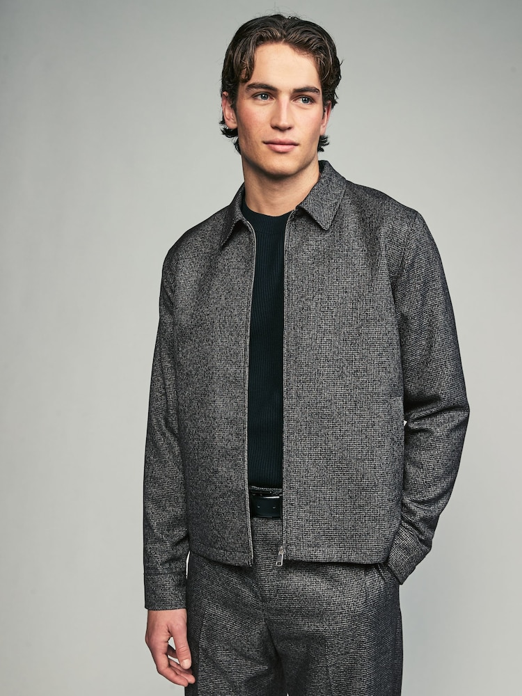 Anthrazitgrau - Formelles Shacket mit Puppytooth-Textur - Bild 1 von 10 Anthrazitgrau - Formelles Shacket mit Puppytooth-Textur - Bild 1 von 10