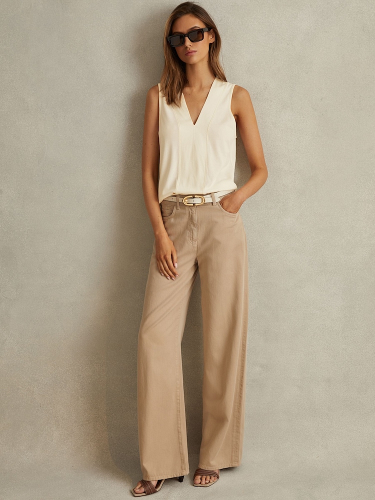 Reiss Tan Ruby Leather Strap Heeled Mules - Image 2 of 5