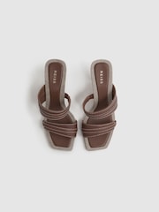 Reiss Tan Ruby Leather Strap Heeled Mules - Image 4 of 5