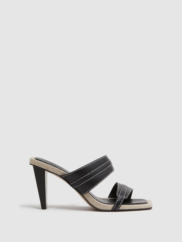 Mules à talons et brides en cuir Reiss Ruby - Image 1 of 5