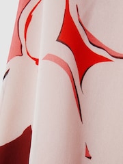 Reiss Red Becci Printed Open Back Midi Dress - Image 5 of 6