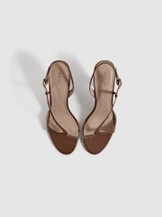 Reiss Tan Joy Leather Clear Strap Block Heels - Image 3 of 5