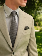 Svetlo siva - Ozka teksturirana obleka Signature Marzotto Wool: suknjič - Slika 3 iz 8