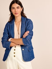 Denim Bright Blue Single Breasted Blazer - Image 1 of 6
