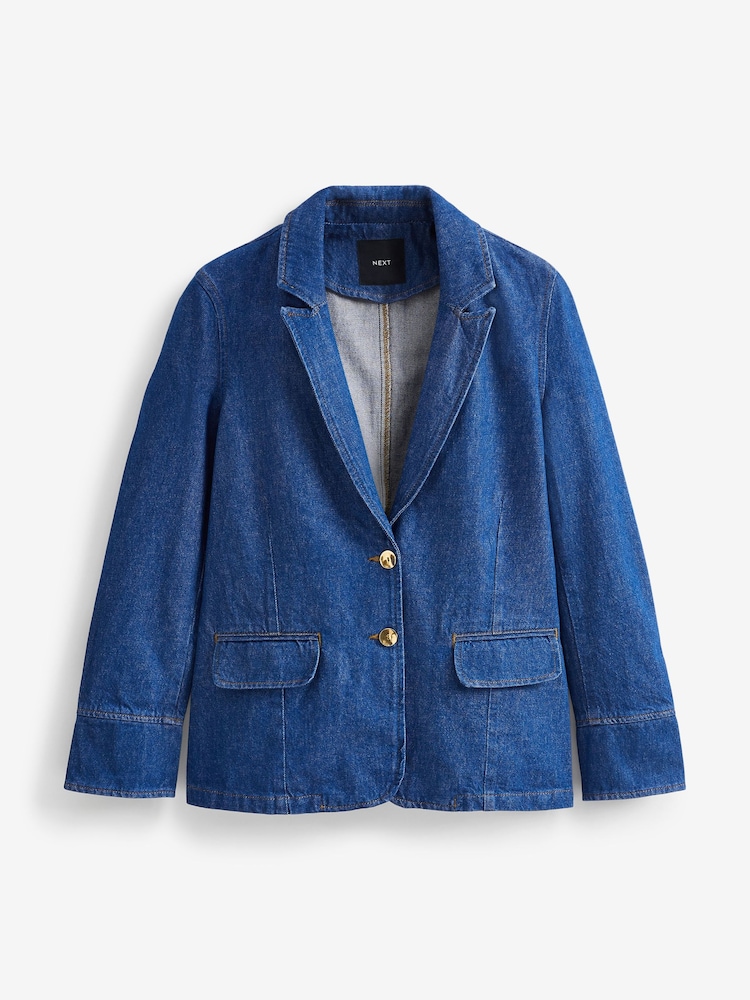 Denim Bright Blue Single Breasted Blazer - Image 6 of 6