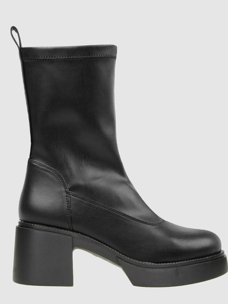 Novo Black London Mid Heel Sock Ankle Boots - Image 1 of 2