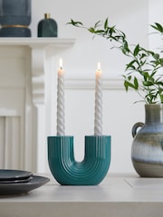 Teal Blue Tealight and Taper Arch Candle Holder - Image 2 of 6