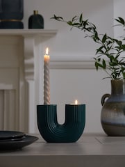 Teal Blue Tealight and Taper Arch Candle Holder - Image 3 of 6