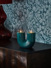 Teal Blue Tealight and Taper Arch Candle Holder - Image 4 of 6