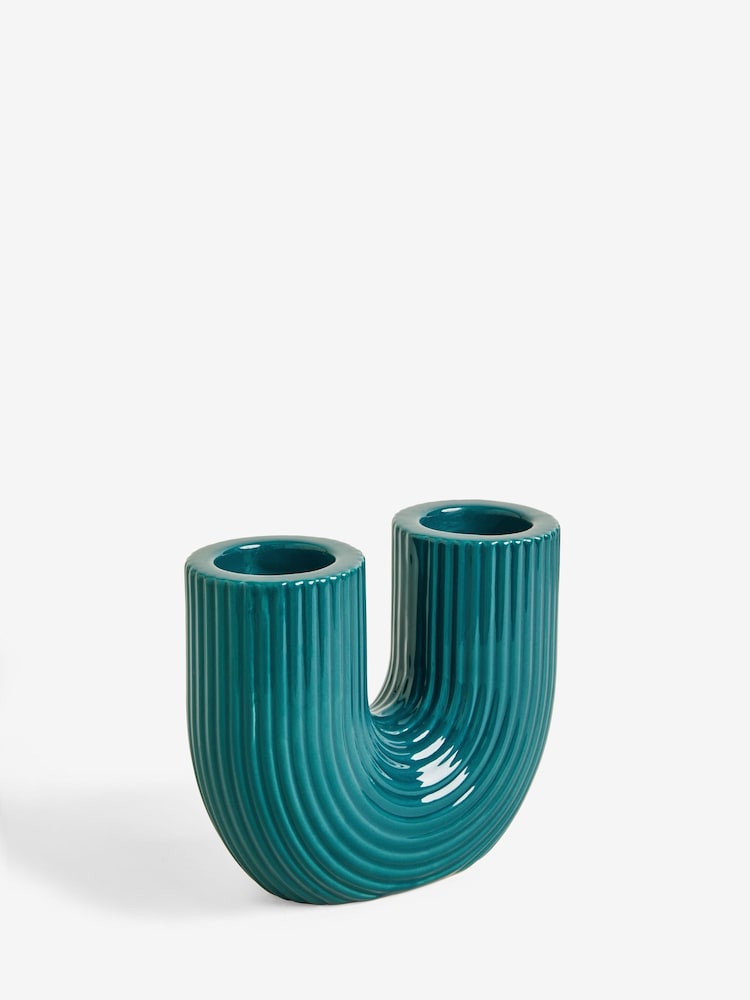 Teal Blue Tealight and Taper Arch Candle Holder - Image 5 of 6