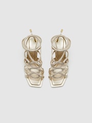 Reiss Gold Keira Strappy Open Toe Heeled Sandals - Image 3 of 5