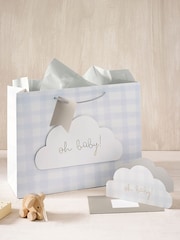 Natural Gingham Baby Gift Bag and Card Set - Image 1 of 3