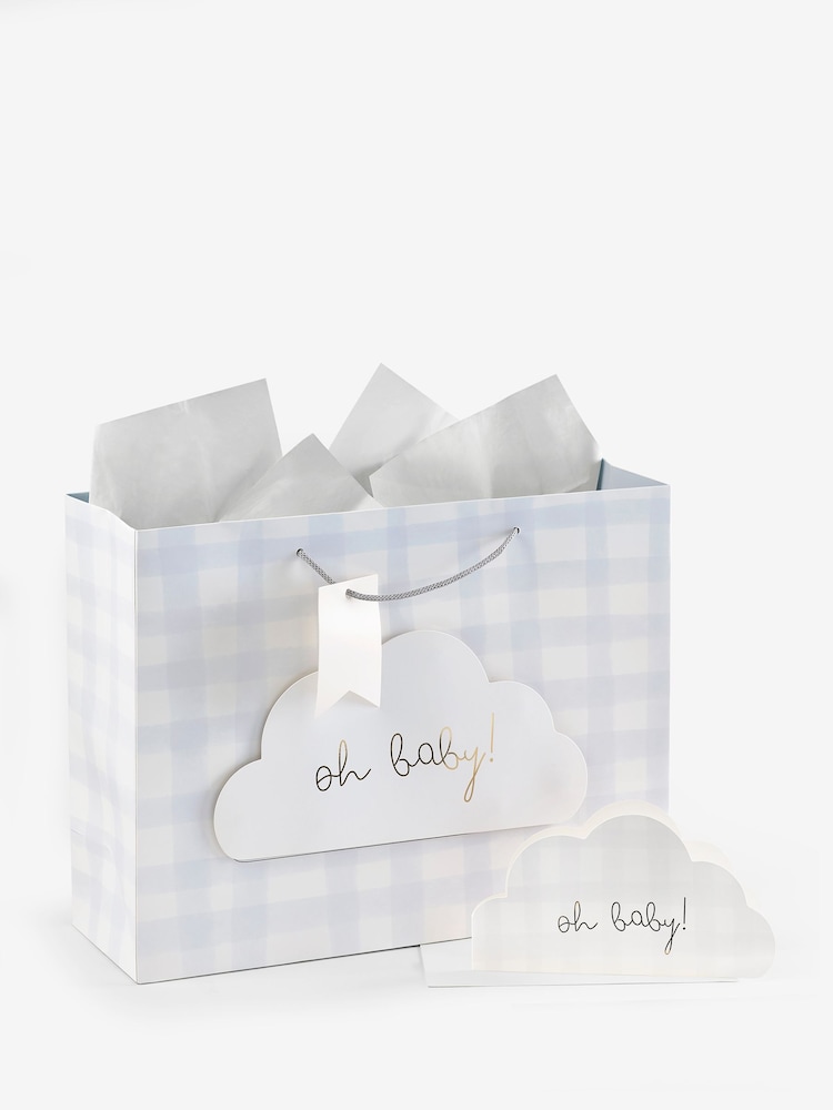 Natural Gingham Baby Gift Bag and Card Set - Image 3 of 3