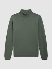 Reiss Ivy Green Blackhall Merino Wool Half-Zip Funnel Neck Jumper - Image 2 of 5