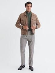 Reiss Ivy Green Blackhall Merino Wool Half-Zip Funnel Neck Jumper - Image 3 of 5