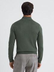 Reiss Ivy Green Blackhall Merino Wool Half-Zip Funnel Neck Jumper - Image 5 of 5