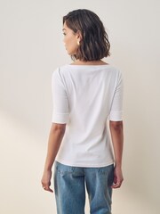 Camiseta con cuello barco de algodón elástico Judy Curve de Lauren Ralph Lauren - Imagen 2 de 5