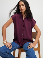 River Island Red Short Sleeve Satin Relaxed Shirt - Image 2 of 4