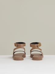 Reiss Tan Gabi Leather Plait Detail Sandals - Image 4 of 5