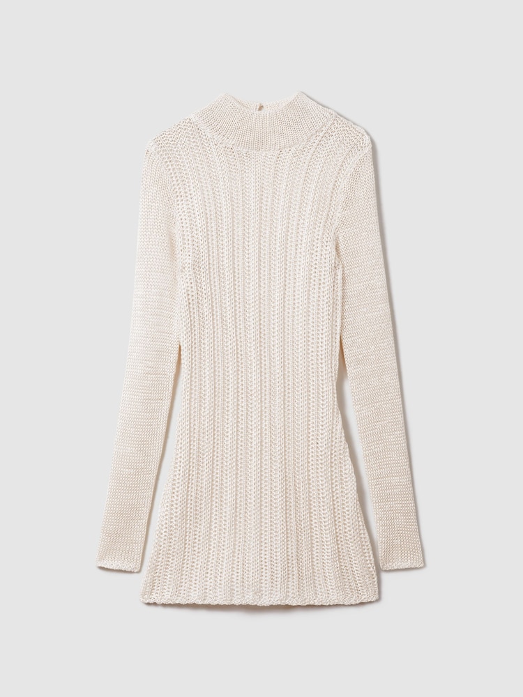 Savannah Morrow Mini Ivory Sheer Knitted Dress - Image 2 of 6