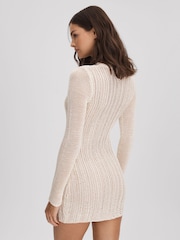 Savannah Morrow Mini Ivory Sheer Knitted Dress - Image 5 of 6