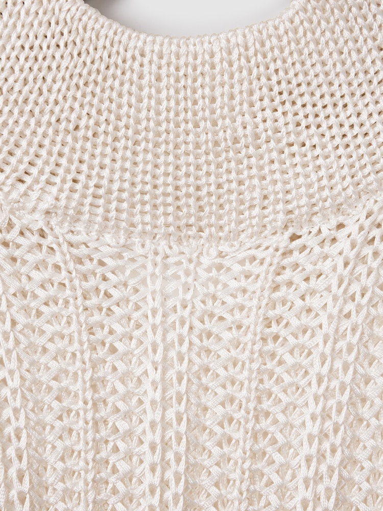 Savannah Morrow Mini Ivory Sheer Knitted Dress - Image 6 of 6