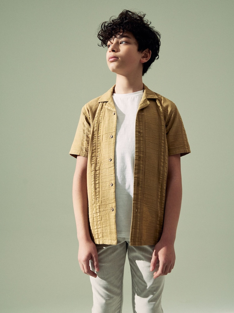 Green Short Sleeves Textured Shirt (3-16yrs) - Image 1 of 4