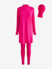 Pink Long Sleeve Modesty Burkini Shaping Swimsuit - Image 5 of 8