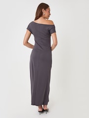 Threadbare Grey Off Shoulder Draped Jersey Maxi Dress - Image 2 of 4