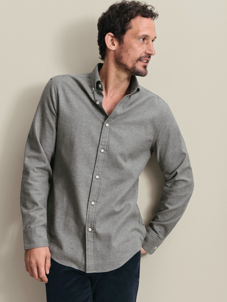 Charles Tyrwhitt Grey Regular Fit Brushed Flannel Shirt - Image 2 of 6 Charles Tyrwhitt Grey Regular Fit Brushed Flannel Shirt - Image 2 of 6